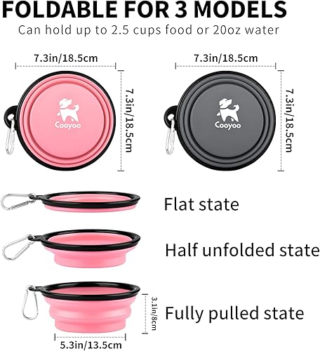 Miniatura 3 de COOYOO Cuenco plegable para perros, paquete de 2 cuencos plegables para agua para perros y gatos, plato portátil para alimentación de mascotas para