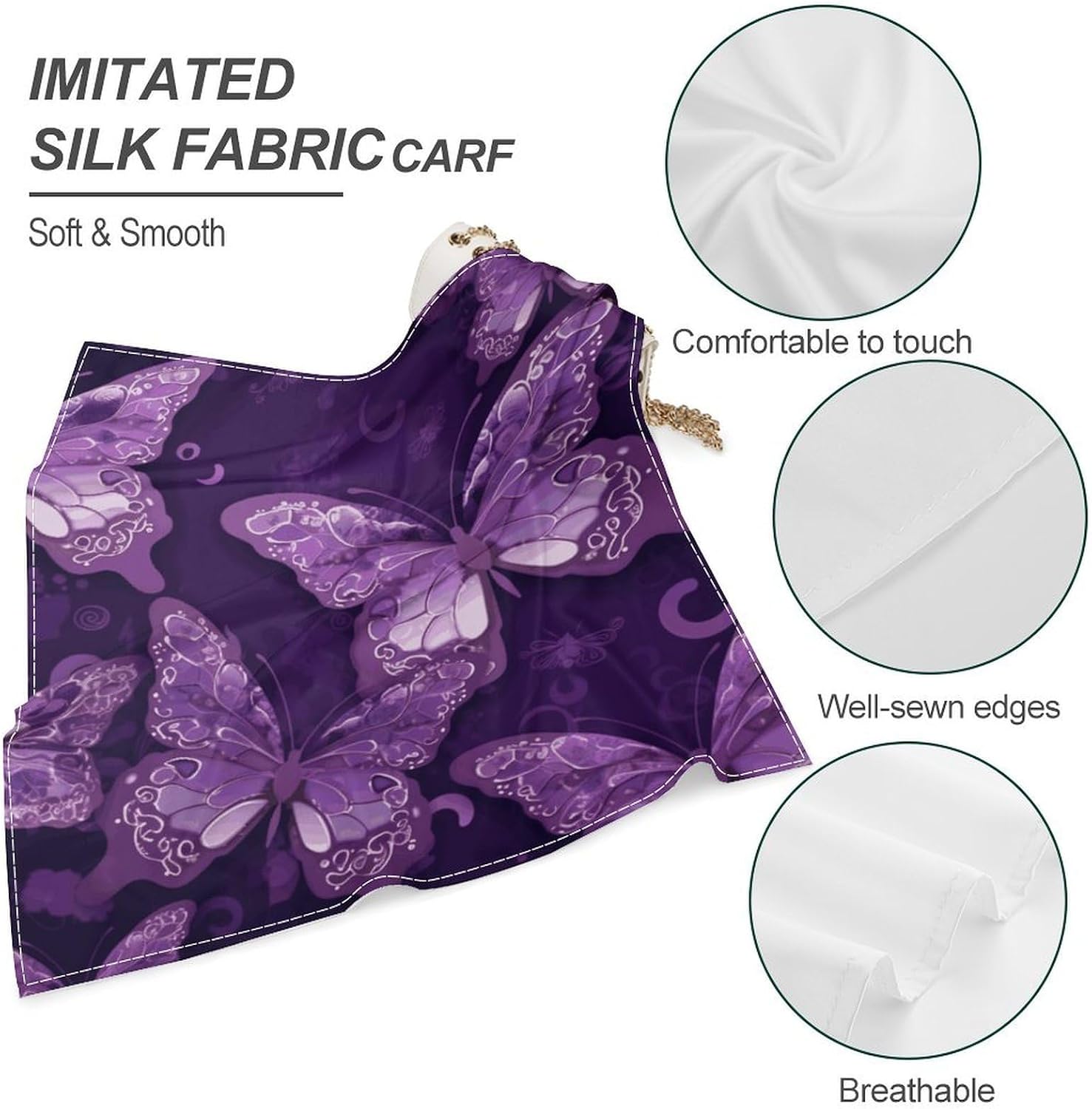 Square Silk Bandanas Extra Soft Neck Wraps Headscarf for Men Women image 4