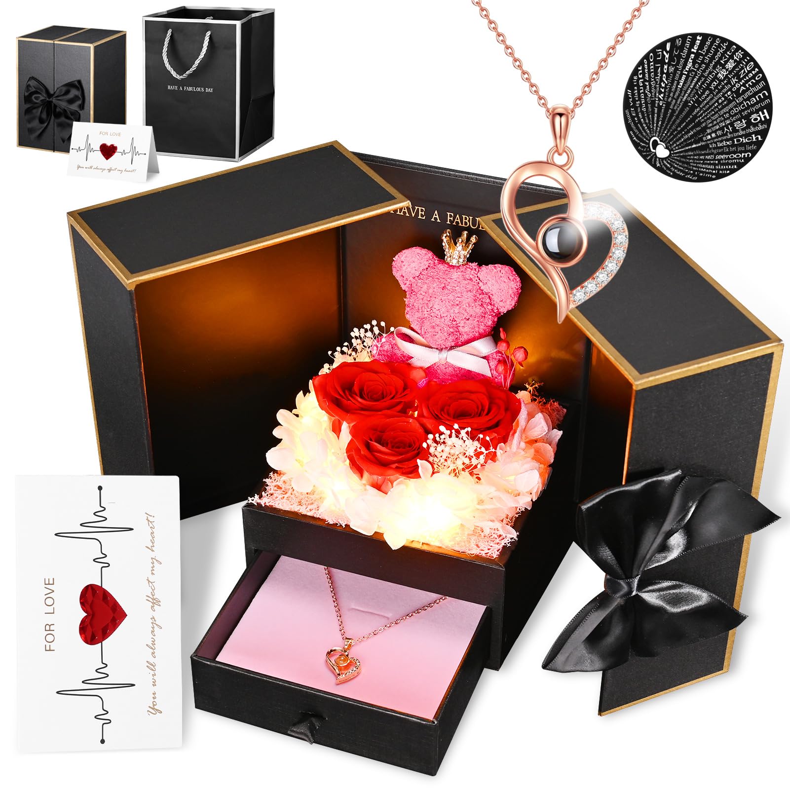 Amycute Regalo Mama, Regalo para Novia, Rosa Eterna Regalos para Mamá, Esposa, Regalos para Ella, Regalos Románticos para Mujeres, San Valentín, Día de la Madre Esposas y Novias
