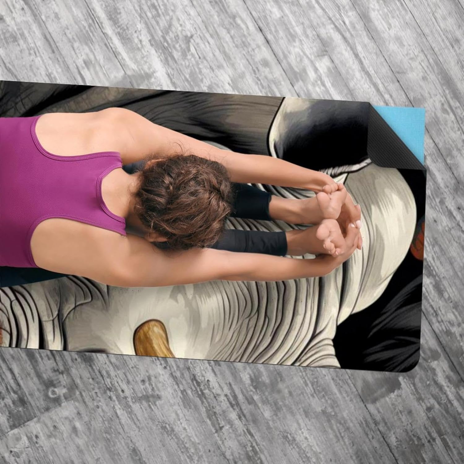 Yoga Towel, Rhino Animal Print Non Slip Sweat Absorbent Hot Yoga Mat Towel for Hot Yoga, Pilates and Fitness - 72.8" x 26.8"