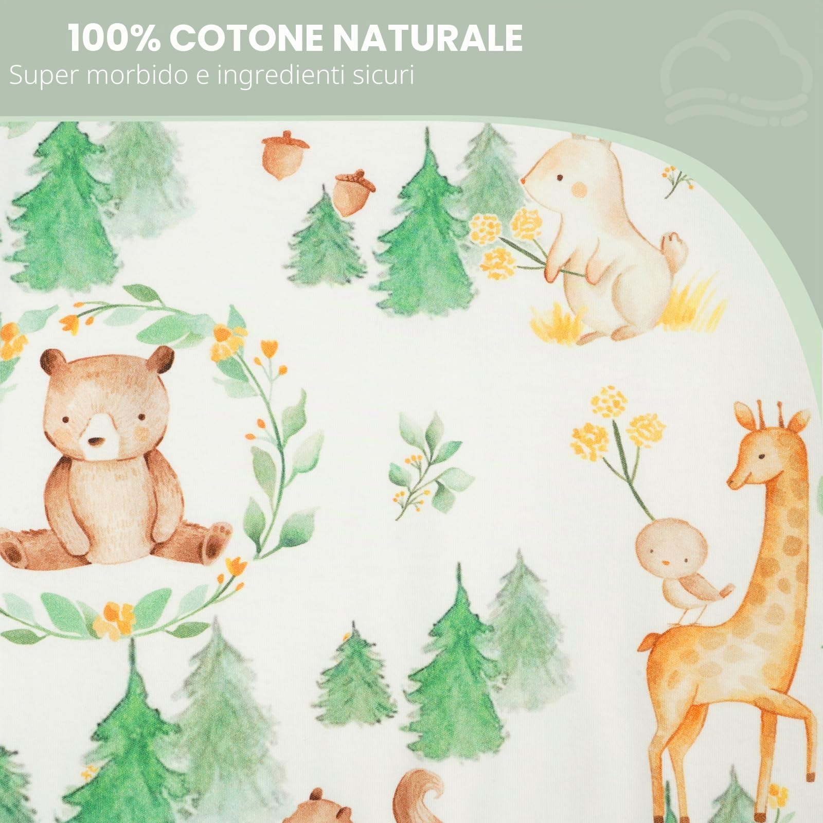 WYTbaby Sacco nanna per bambini 1 Tog, 100% cotone, sacco nanna per tutto l'anno
