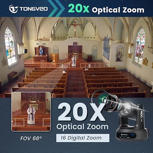 Miniatura 6 de Cámara 4K NDI PTZ 60FPS, 4KP60 AI Auto-Tracking 20X Zoom óptico Cámara de videoconferencia 1/1.8 UHD CMOS 8.42MP con USB 3G-SDI HDMI LAN Salidas POE