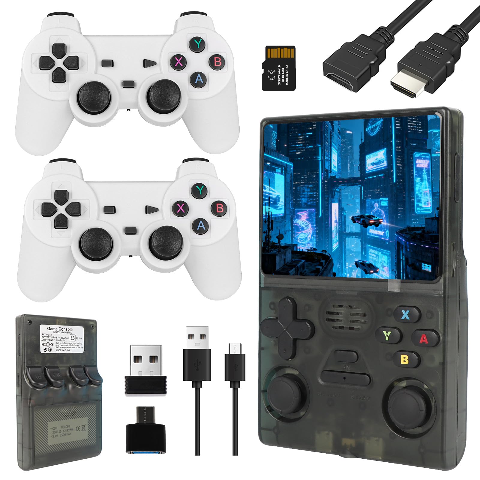R36S Retro Handheld Games Consoles with 64GB Built-in 40,000+ Classic Video Games, 3000mAh Battery 3.5 Inch HD Screen Portable Mini Gaming Console for Teens and Adults