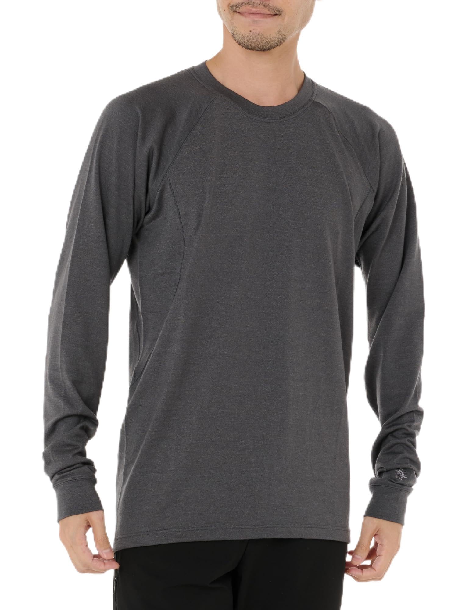 Amazon.co.jp: [Goldwin] Wool Crew Long Sleeves MIX CHARCOAL 1