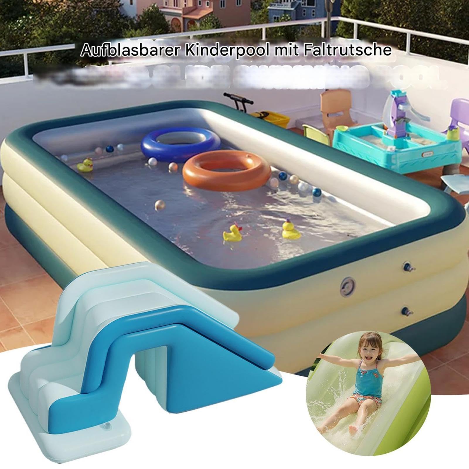 Faltbare Aufblasbare Poolrutsche – Aufblasbare Rutsche Für Pool, Faltbare Áufblasbare Poolrutschen, Àufblasbare Rutschen, Wasserspiele Im Hinterhof, Tragbarer Sommer-Schwimmspaß, Party-Szenario Für
