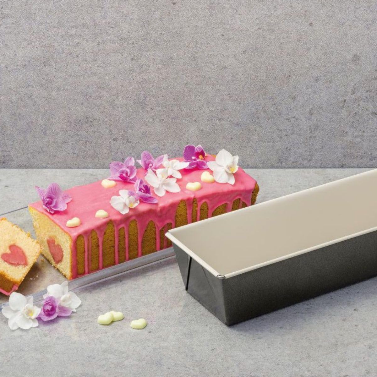 Dr. Oetker 9928850 Set of 2 Cake Moulds, Cake Mould, Cake Pan, Rectangular Cake Pan, Ceramic, Steel, Ceramic, 30 x 13 x 7.5 cm and 28 x 18 x 7 cm