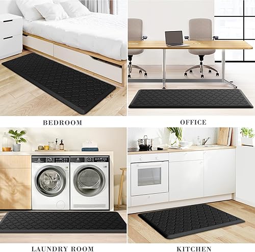 Miniatura 47 de Tapete de cocina [2 piezas] acolchado antifatiga, impermeable, antideslizante, ergonómico, cómodo, tapete de pie para cocina, suelo, oficina, Gris