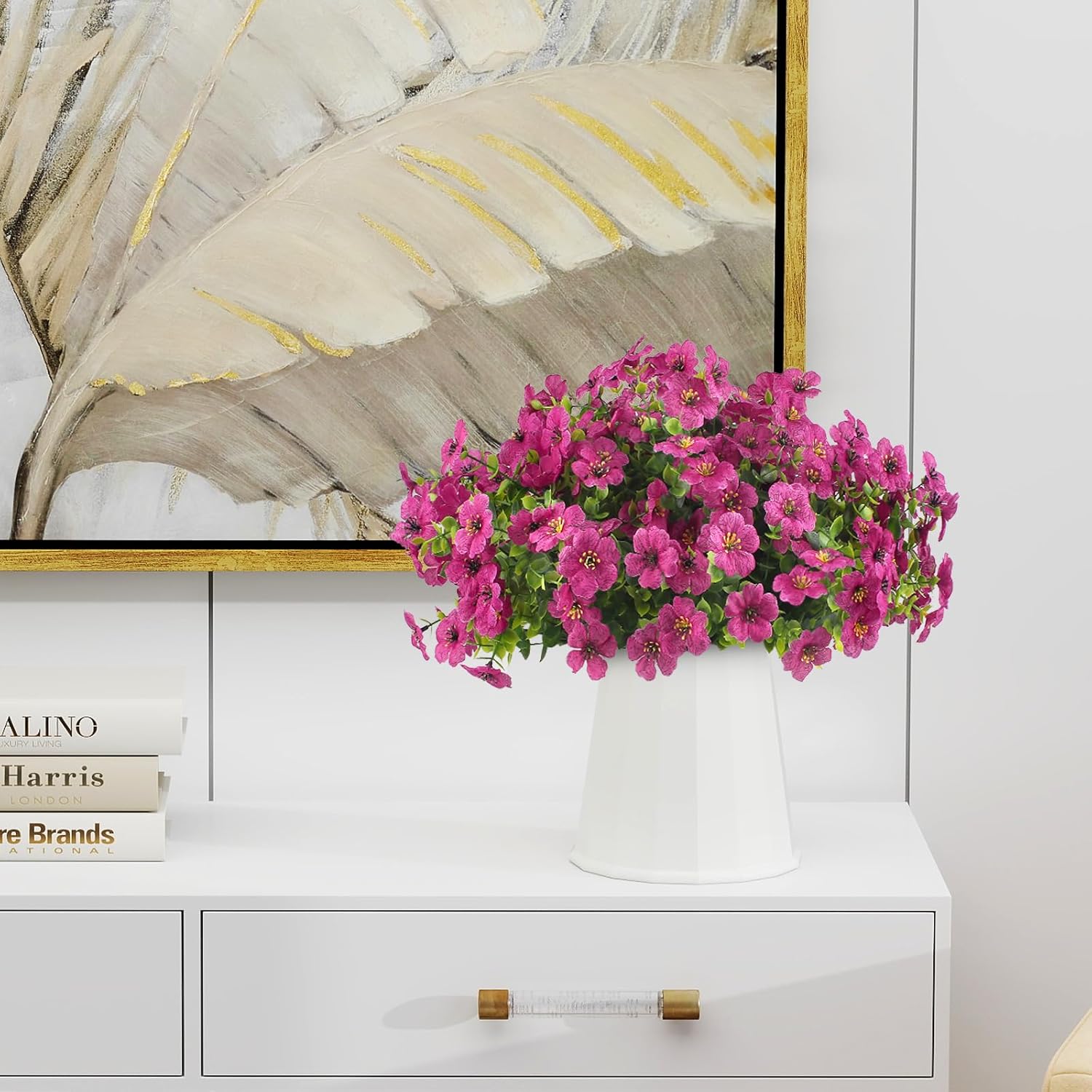 12 Bundles Artificial Faux Flowers, UV-Resistant Silk Fake Plants Spring Summer Decoration Indoor Outdoor Decor for Home, Porch, Balcony, Lawn, Yard - Spring, Summer, Fall, All Seasons (Pink) - Image 4