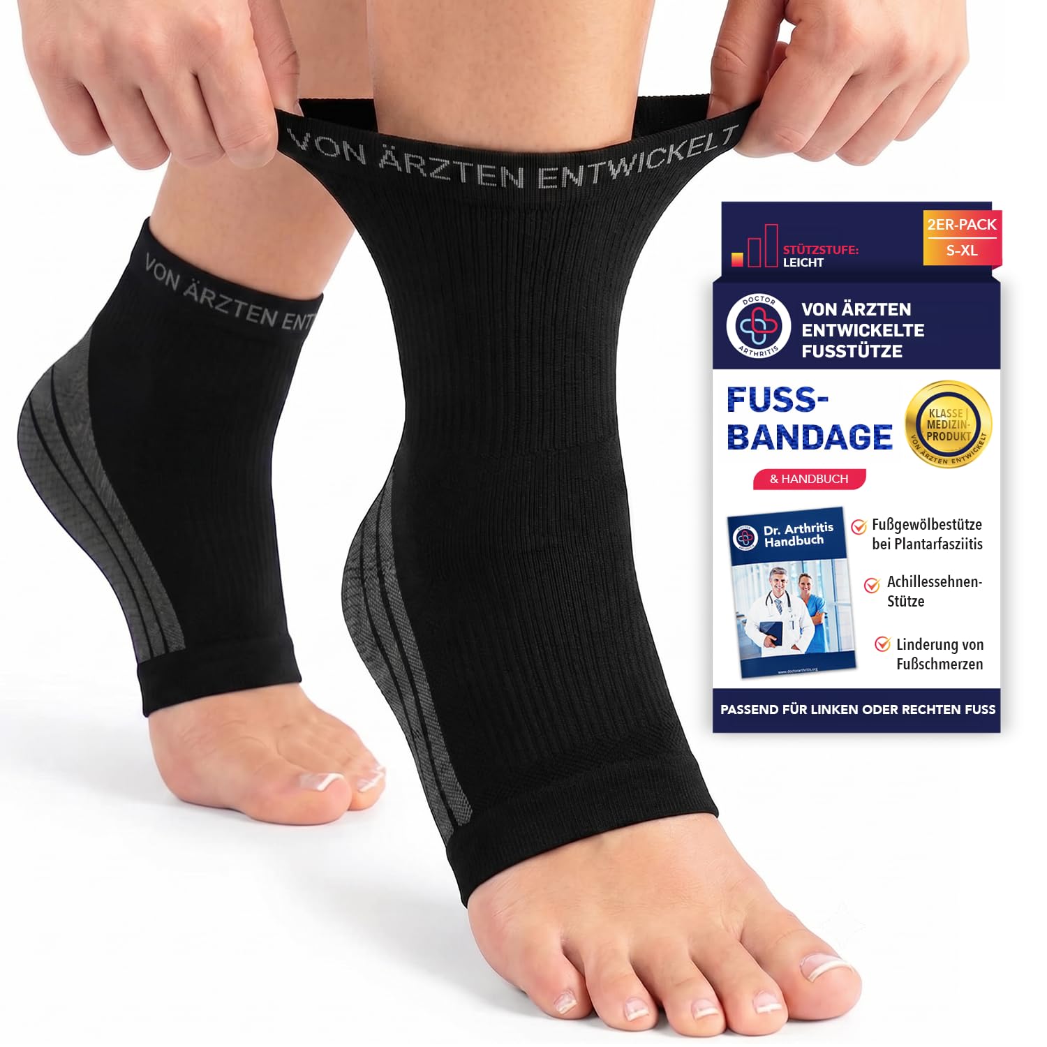 Dr. Arthritis Von Ärzten Entworfen Sprunggelenkbandage/Fußbandage Sprunggelenk (Paar) Knöchelbandage Sprunggelenk/Mittelfuß für Knöchelprobleme, Stützende Bandage Fußgelenk/Achillessehne