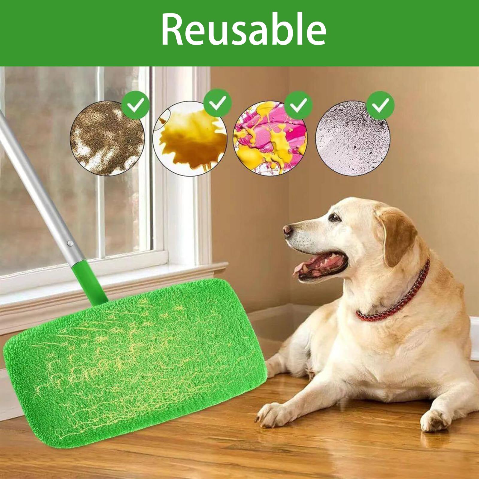 20 Piezas Mopa Repuesto Kit Mopa Forro Polar Coral Repuesto Kit 25.4x11.5cm Reutilizables Repuestos Mopas Lavables y Reutilizables para Limpiar Suelos Duros de Madera-Verde