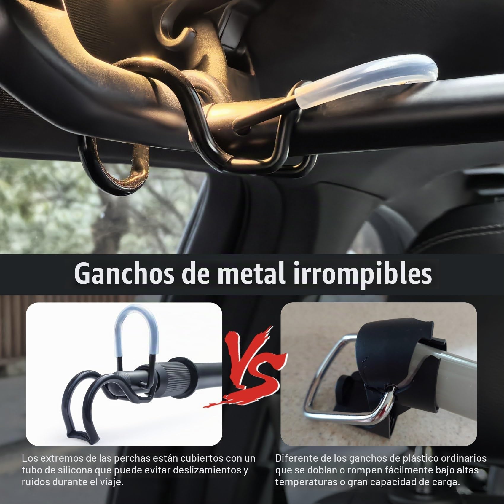 Perchero extensible de alta resistencia para ropa de coche, de 30 a 66 pulgadas, barra colgante de secado de tela de viaje para SUV, camión, caravana, armario de vehículo, barra de metal negro para