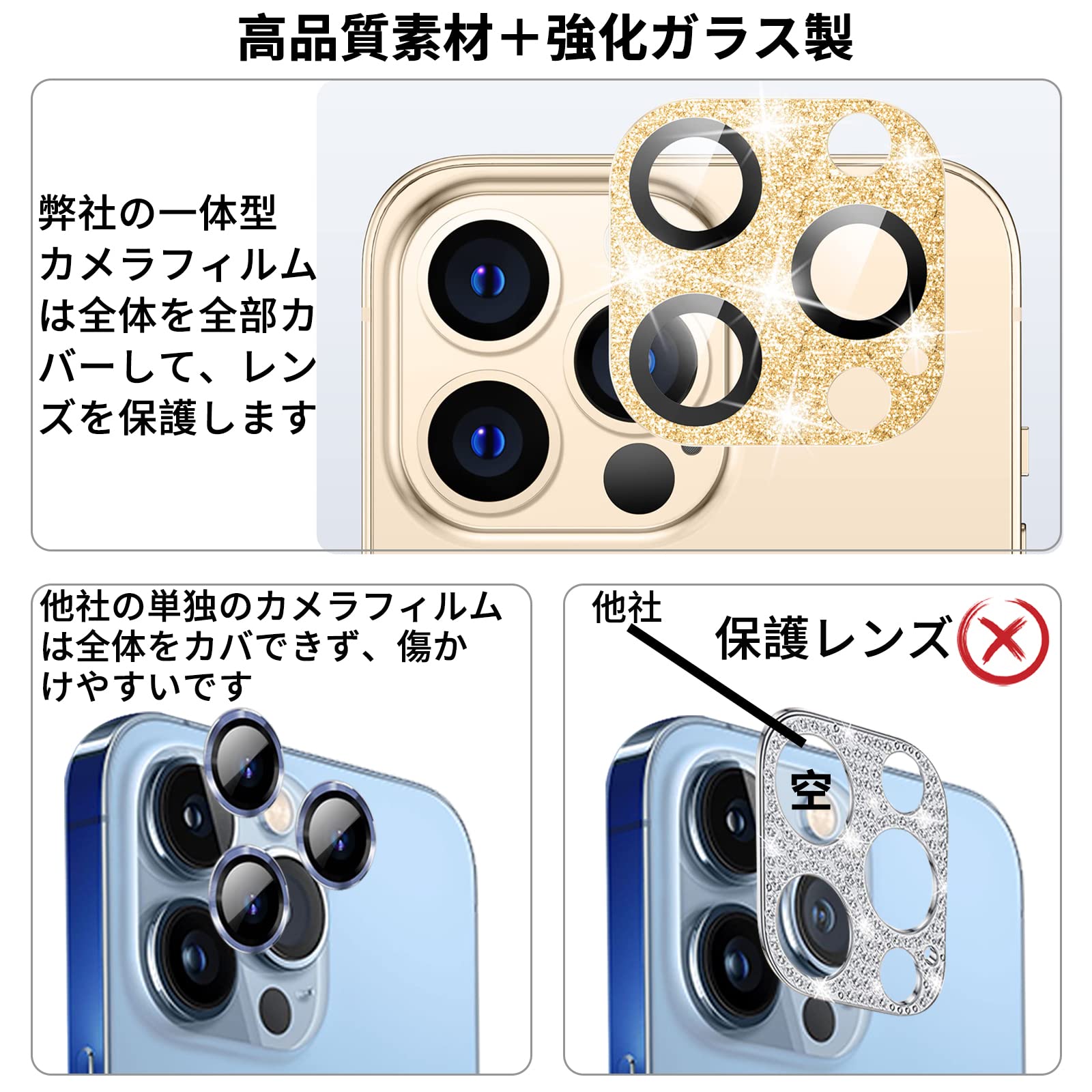 Amazon.co.jp: iPhone13 Pro/iPhone 13 Pro Max カメラ保護ガラス 