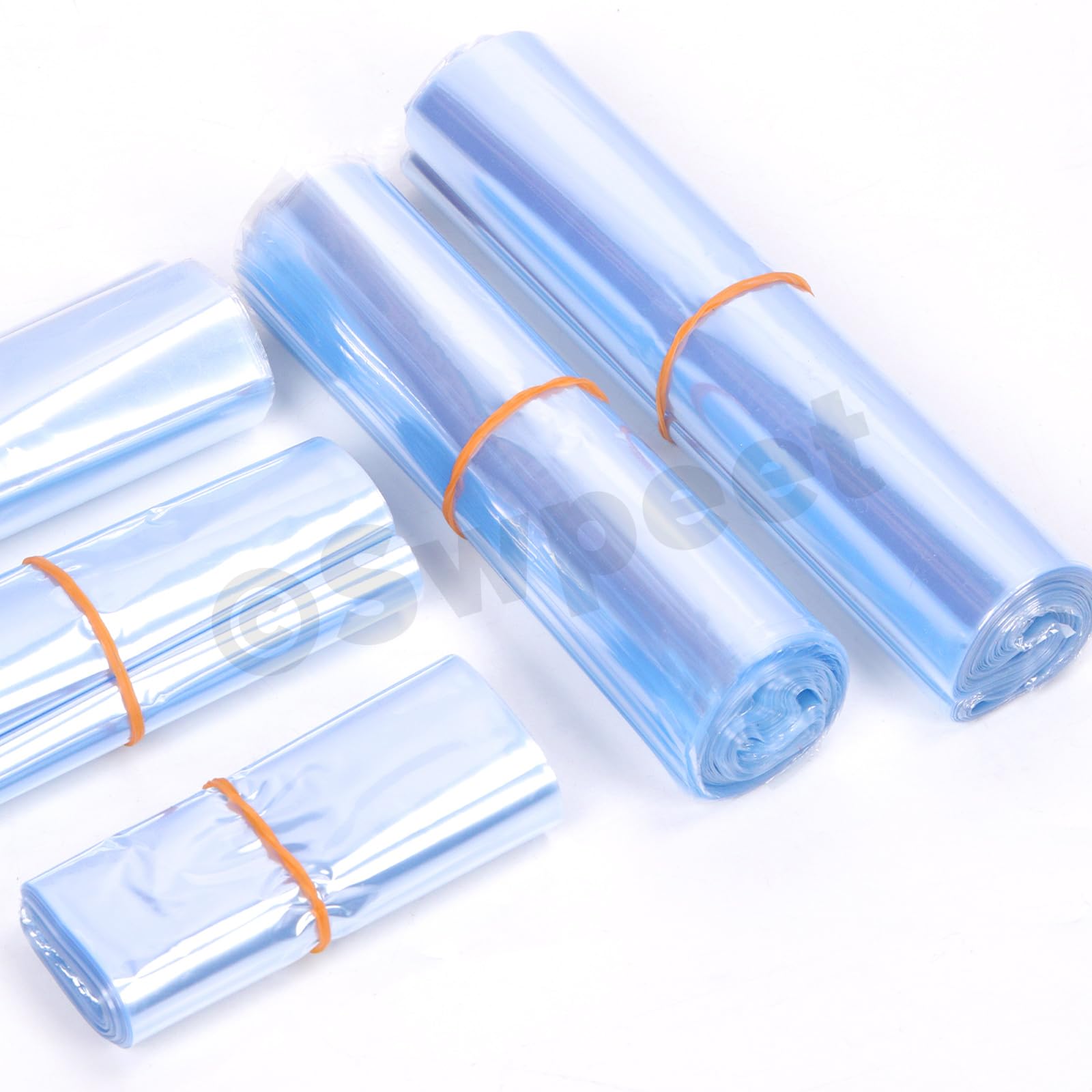 Swpeet 500 pièces 5 tailles 3.93" 4.7" 5.51" 6.2" 7.08" Clear PVC Heat Shrink Sacs Shrink Bands Assortiment Kit, Perforé Shrink Wrap Pochettes Manches pour Savon Baignoire Bom Jars Sacs Savon Shrink