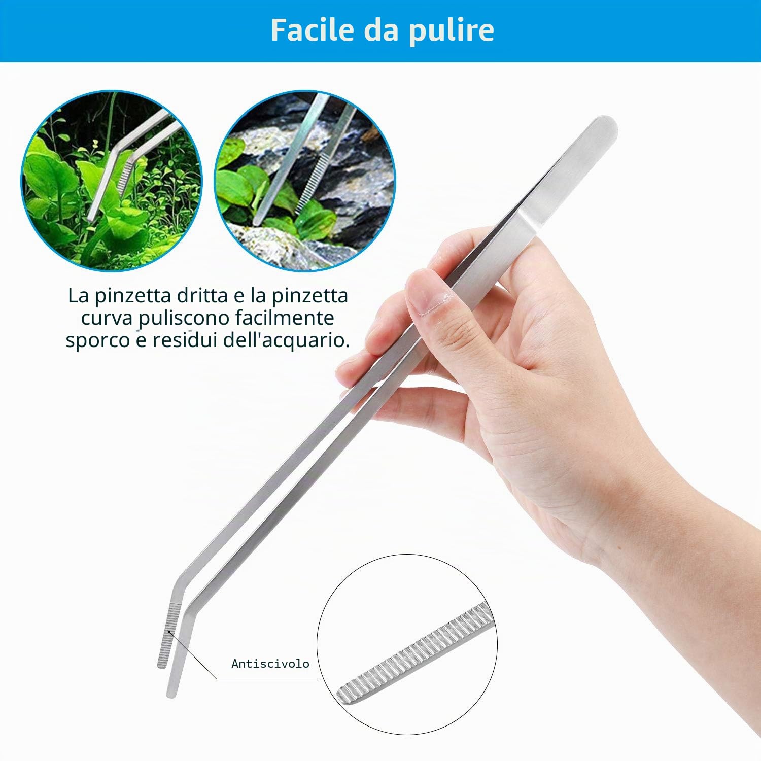 PETTOM Kit di attrezzi 5 in 1 per aquascaping, attrezzatura per paesaggistica acquatica, pinzette lunghe per acquario, forbici e spatola, set di attrezzi per acquario, kit di base per piante