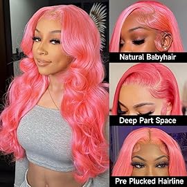 Loyom Pink Lace Front Wig Human Hair 13x4 Pink Wig Body Wave Lace Front Wigs Human Hair Pre Plucked Colored 12A 200 Density HD Lace Frontal Wig Human Hair With Baby Hair 22 Inch
