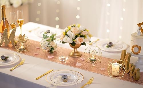 Miniatura 9 de 20 portavelas geométricos dorados, soporte para velas de té, decoración votiva decorativa para el hogar, mesa, mantel, decoración moderna de