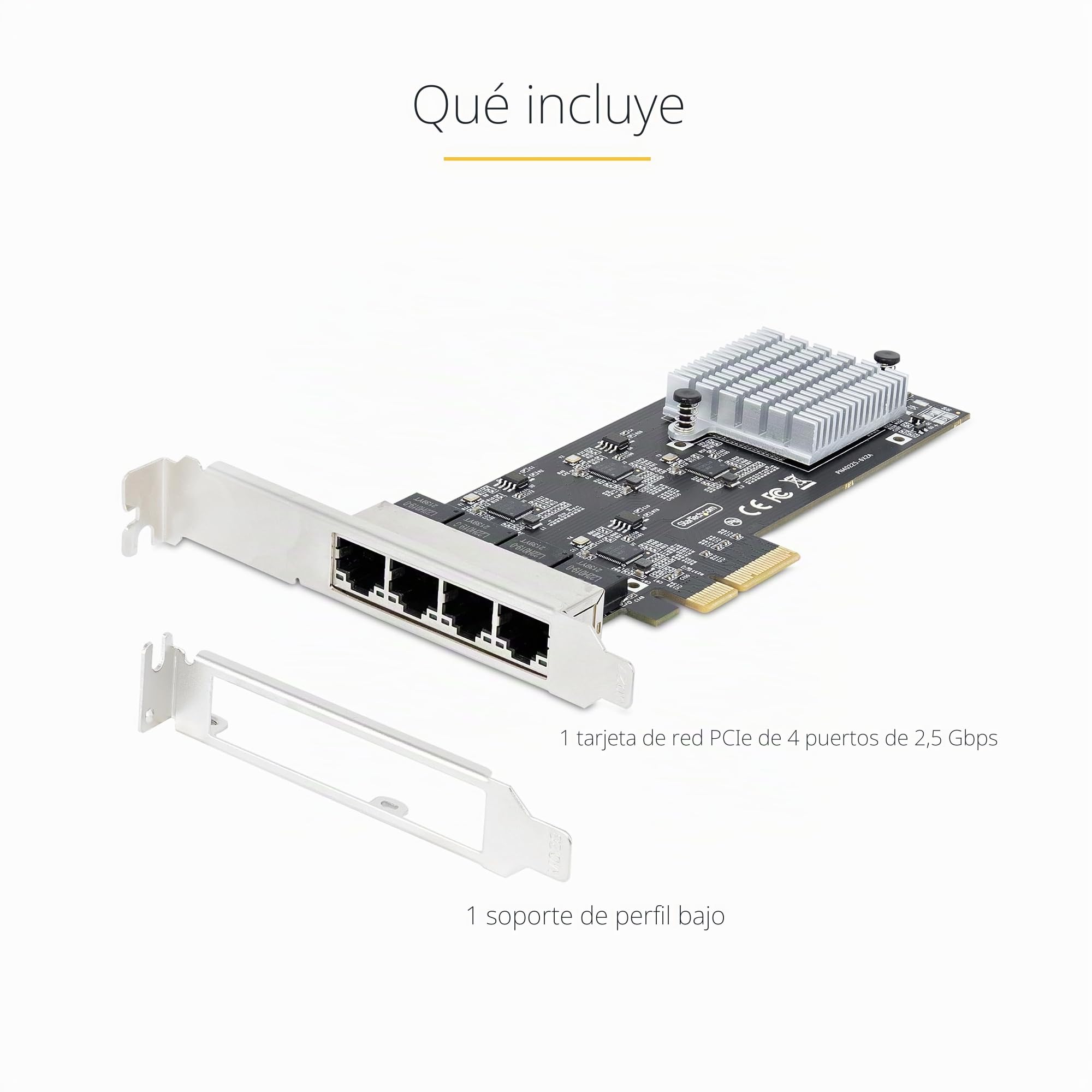 StarTech Tarjeta de Red PCIe 4 Puertos 2,5G I225-V (PR42GI-NETWORK-CARD) | Multigigabit sobre cableado Cat5e/Cat6, Compatible con NBASE-T 802.3bz, PCI Express 2.0