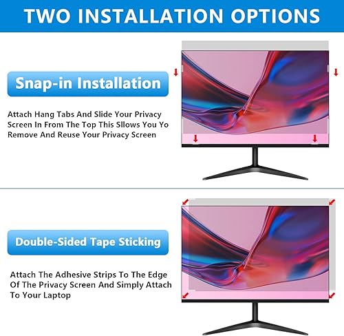 Miniatura 44 de Paquete de 2 pantallas magnéticas colgantes de privacidad para computadora de 27 pulgadas para monitor de pantalla ancha de 16:9, pantalla de