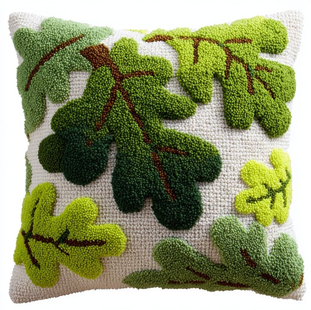 WallustrioaW Latch Hook Kit Cushion,Oak Leaves