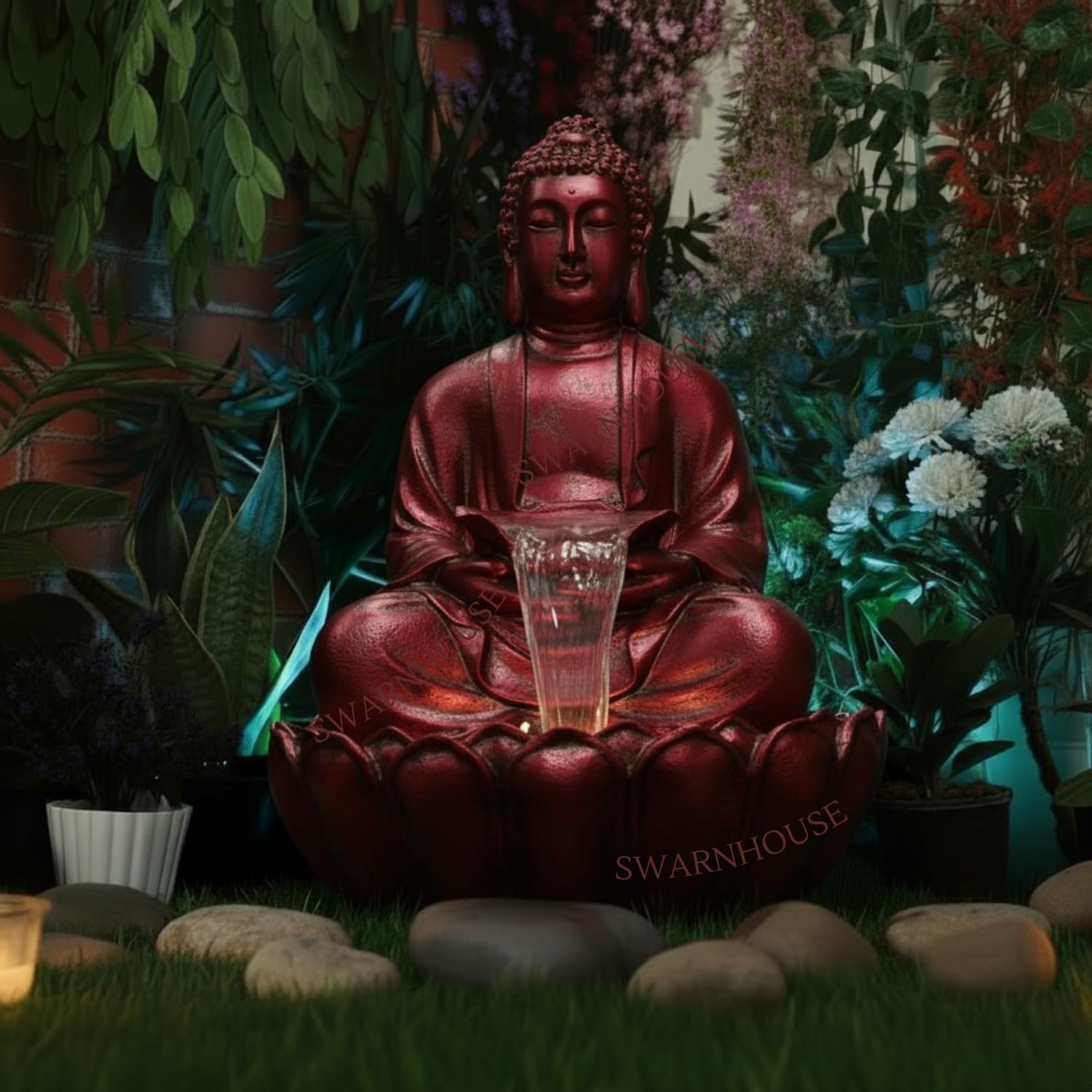 Premium Large 91 cm Buddha Water Fountain Sculpture, Outdoor Garden Decor (Design 2)