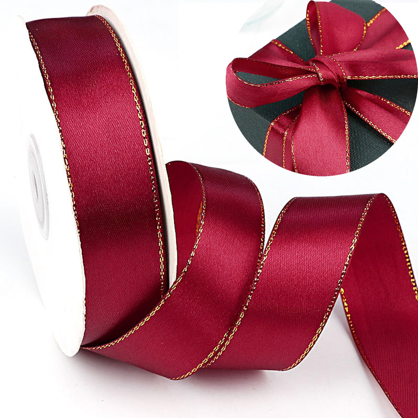 Amazon.co.jp: リボン 赤 幅20mm×長さ9m 両面サテンリボン 細い 手芸用  