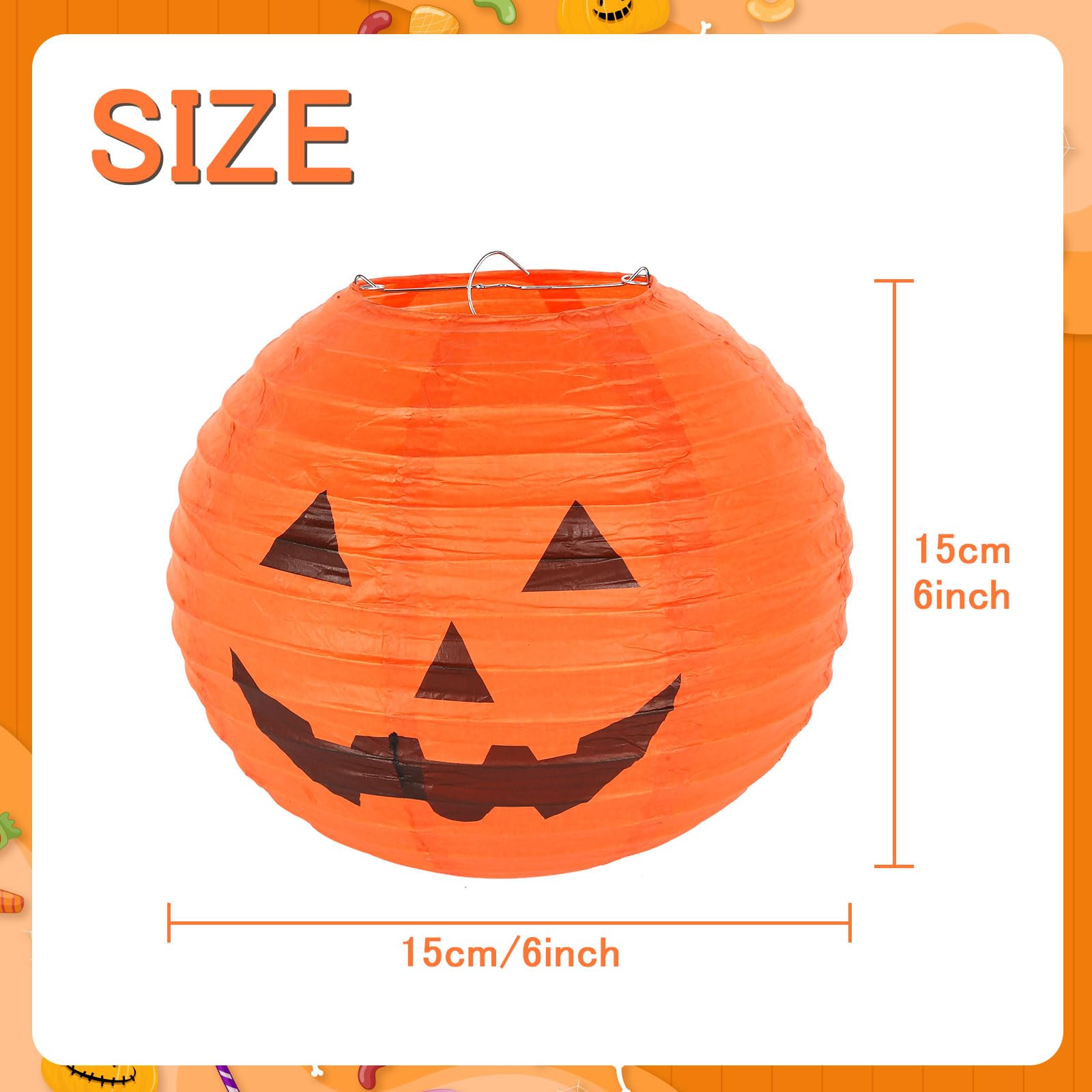 Kesote 6 Inches Paper Lanterns 10 Packs - Halloween Pumpkin Lanterns for Indoor & Outdoor Decorations, Orange - Image 2