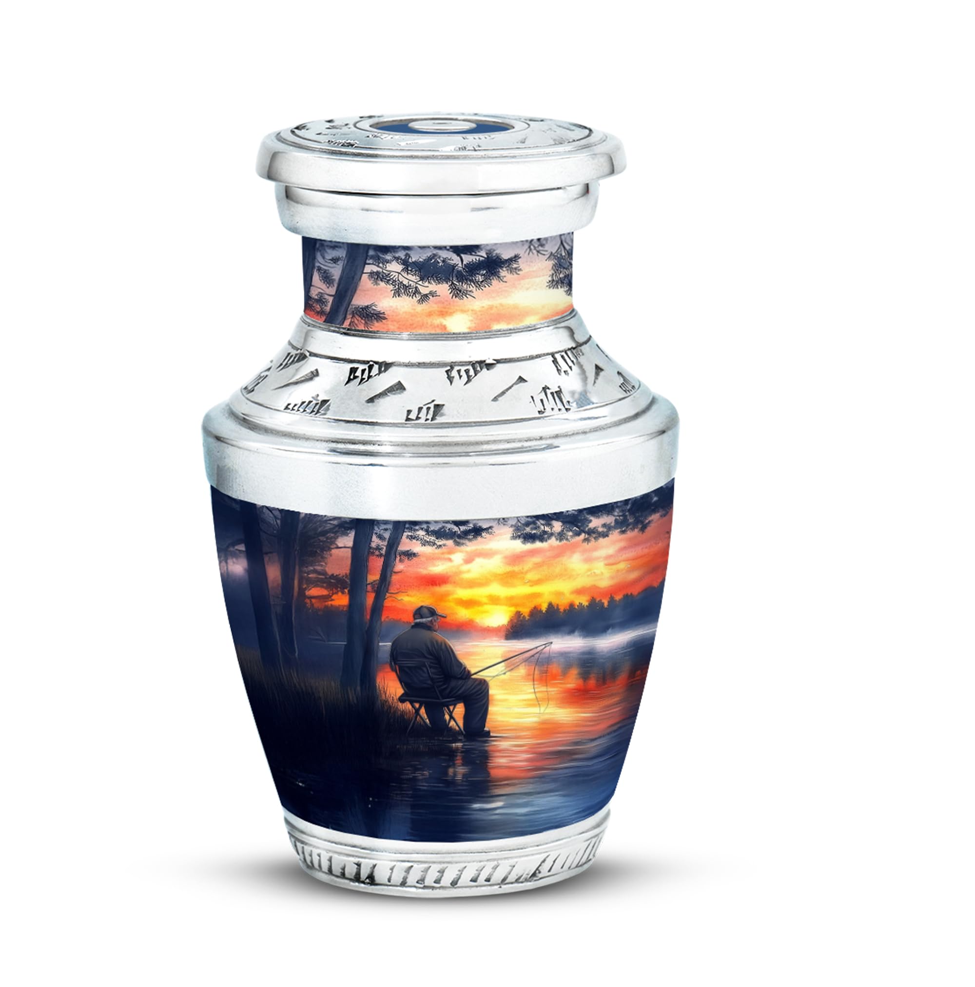 YATHABHISA Keepsake Urns for Ashes, Urn for Human Ashes, Fisherman Cremation Urns for Human Ashes, Memorial Urn Gift, Grey, 3 Inch