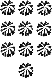Cheerleading Pom Pom Iron On Transfers, Bulk Pack of 10 Small Cheerleader Dance Decals, Team Spirit DIY Bows Decor (Black)
