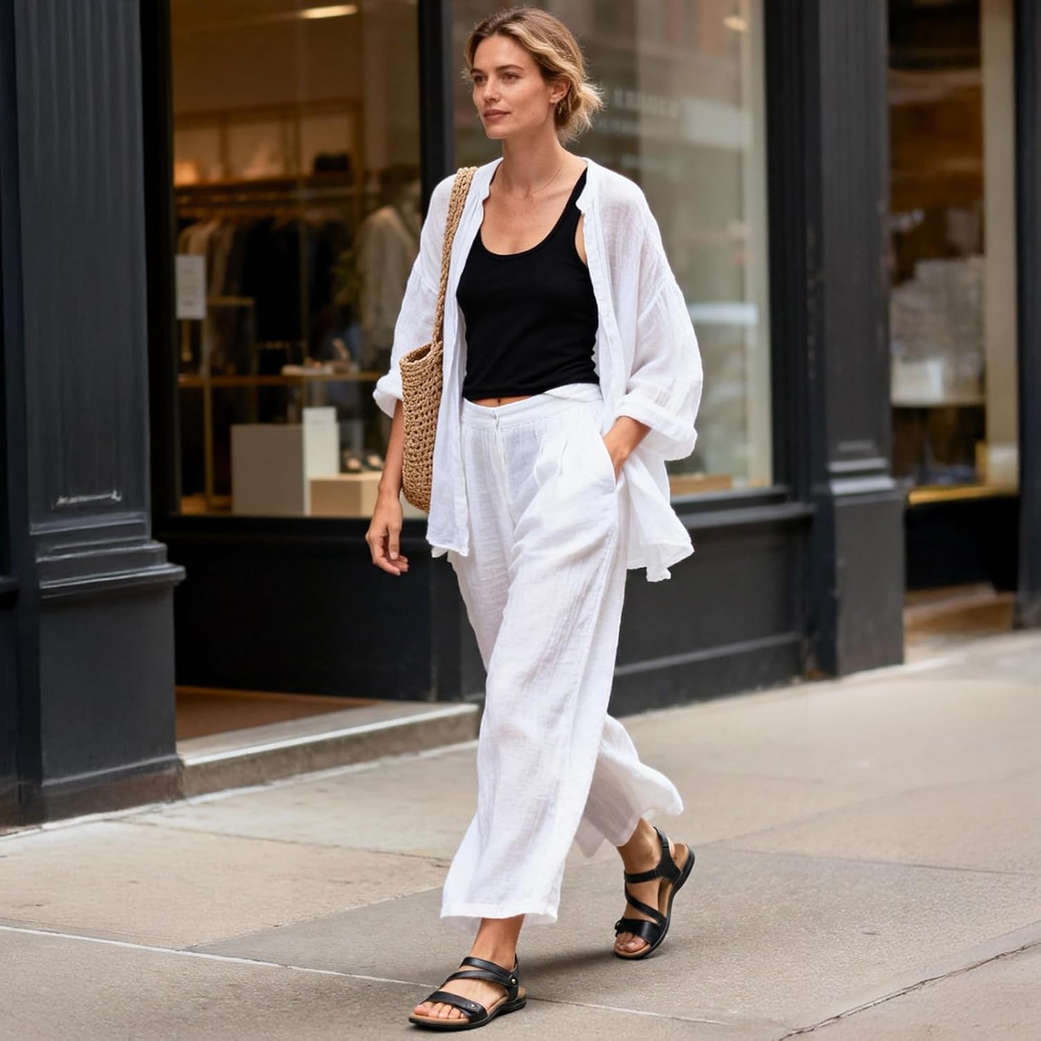 Rihero Orthopedic Sandals for Women Arch Support Comfortable Flat Sandals with Adjustable Strap for Summer Beach Walking - Image 3