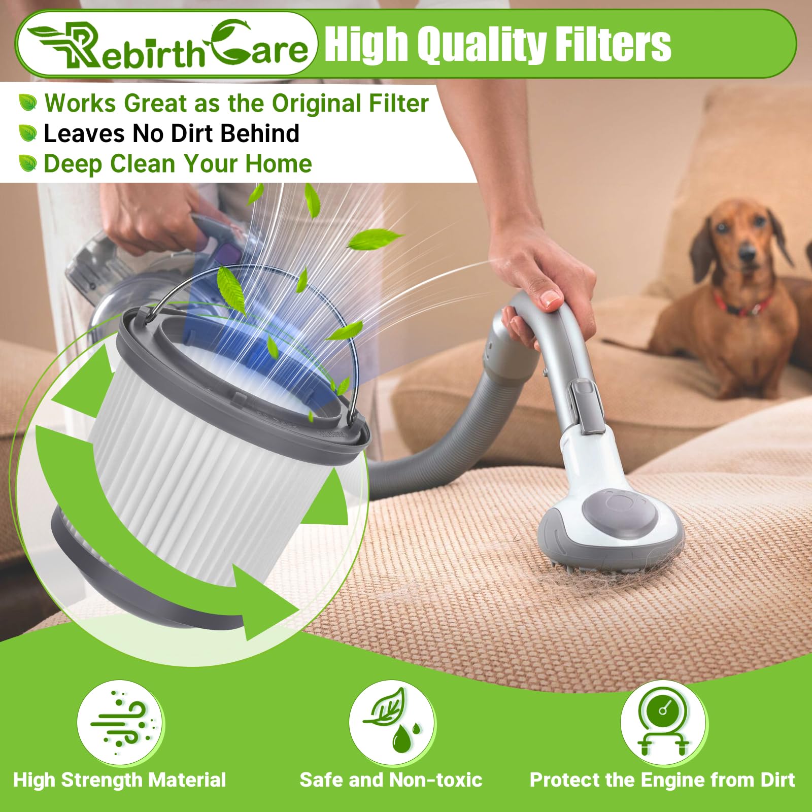 Rebirthcare Lot De 2 Filtres PVF110 Compatibles Black & Decker Pivot – Pour Aspirateurs à Main PHV1210 PHV1810 PV1020L Etc. – Lavables Et Réutilisables