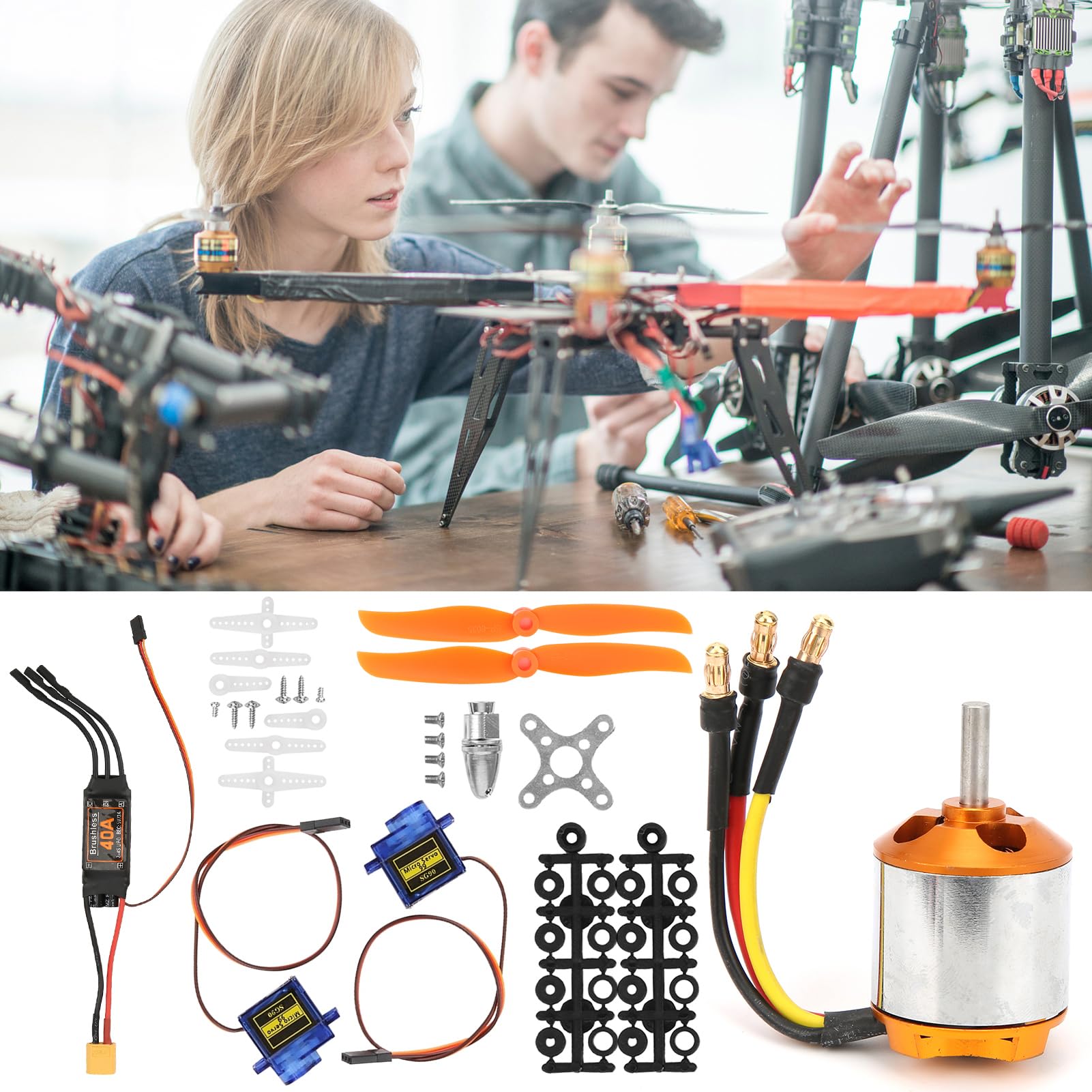 Kit Moteur Avion RC Hélicoptère Brushless ESC 40A XT60 Servo 9G Hélice 1060 2217 1100KV