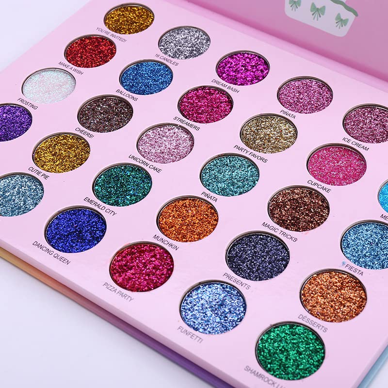 Miniatura 6 de ABELYN Paleta de maquillaje de sombra de ojos con purpurina de 30 colores, paleta de sombra de ojos brillante + 1 pincel de sombra de ojos de larga