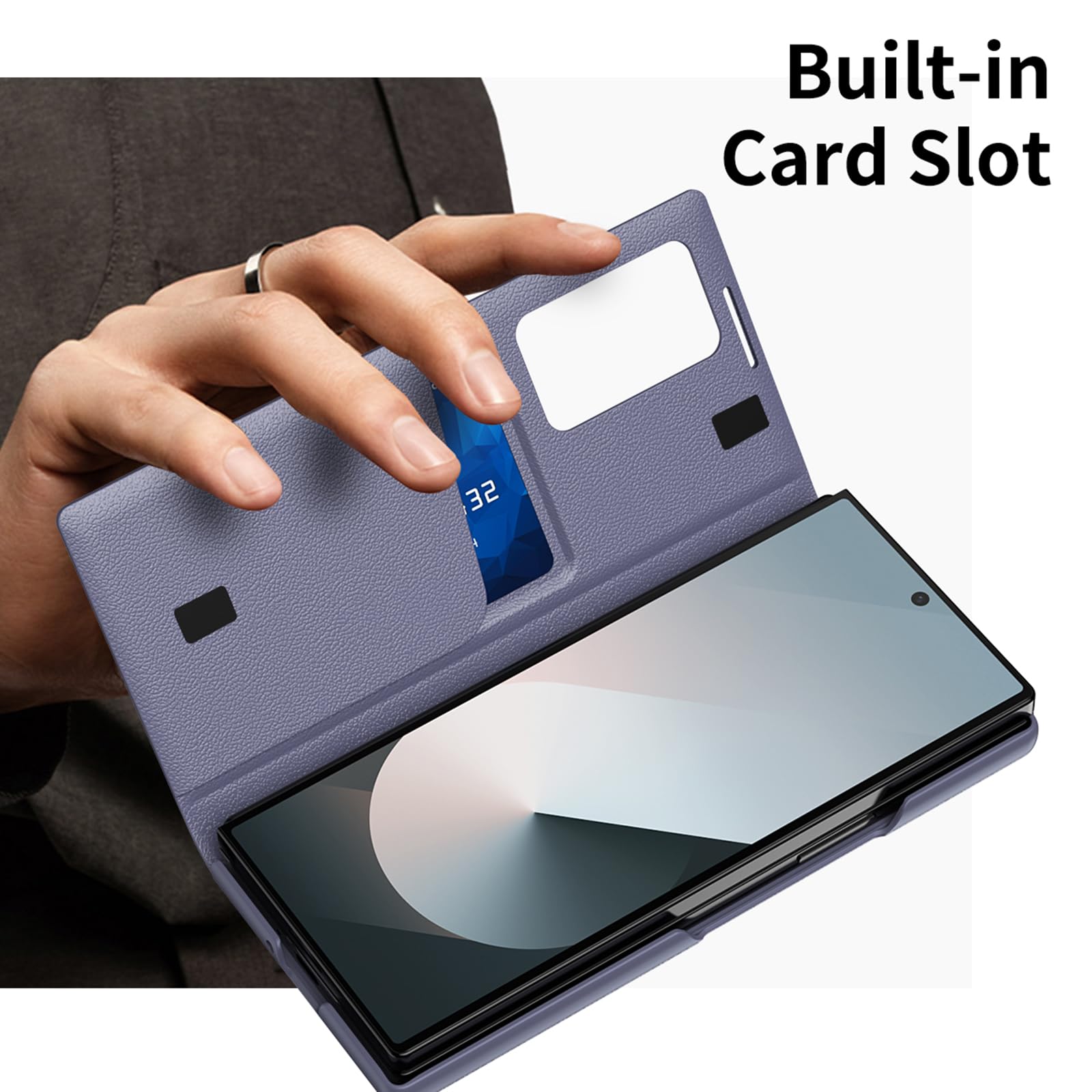 Ribaltabile Cover per Samsung Galaxy Z Fold 8 Ultra, Finestra Intelligente | Sottile Lusso Affari Pelle Custodia con Porta Carte e Funzione di Supporto Caso,Nero,Fold 8 Ultra