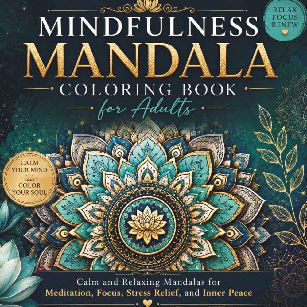 Mindfulness Mandala Coloring Book for Adults: Calm and Relaxing Mandalas for Meditation, Focus, Stress Relief, and Inner Peace