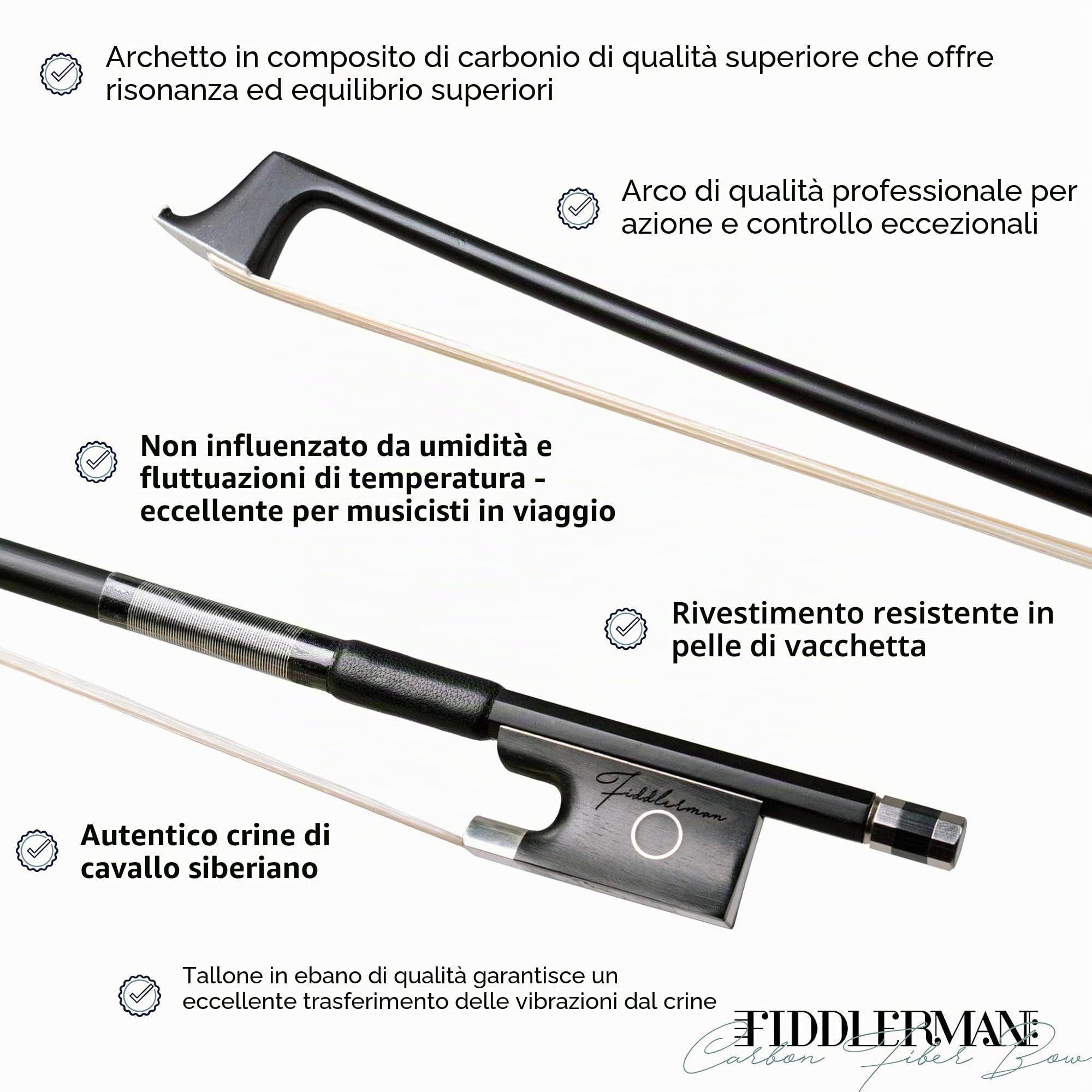 Fiddlerman Archetto per violino in fibra di carbonio 4/4