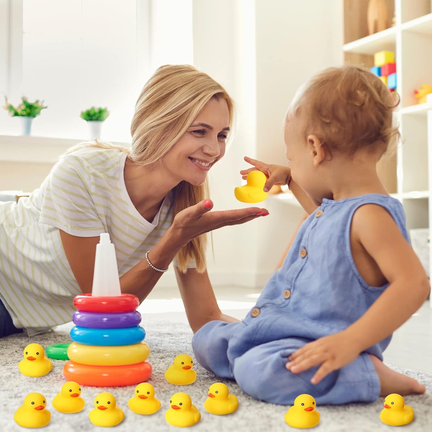 400 Pcs Mini Rubber Ducks Bulk, 2.17 x 1.97 x 1.85 Inch Float Tiny Baby Shower Rubber Duck, Small Rubber Duck, Preschool Bath Toy Rubber Duck Party Decoration Fun Squeak Small Duck Pool Toy (Yellow)