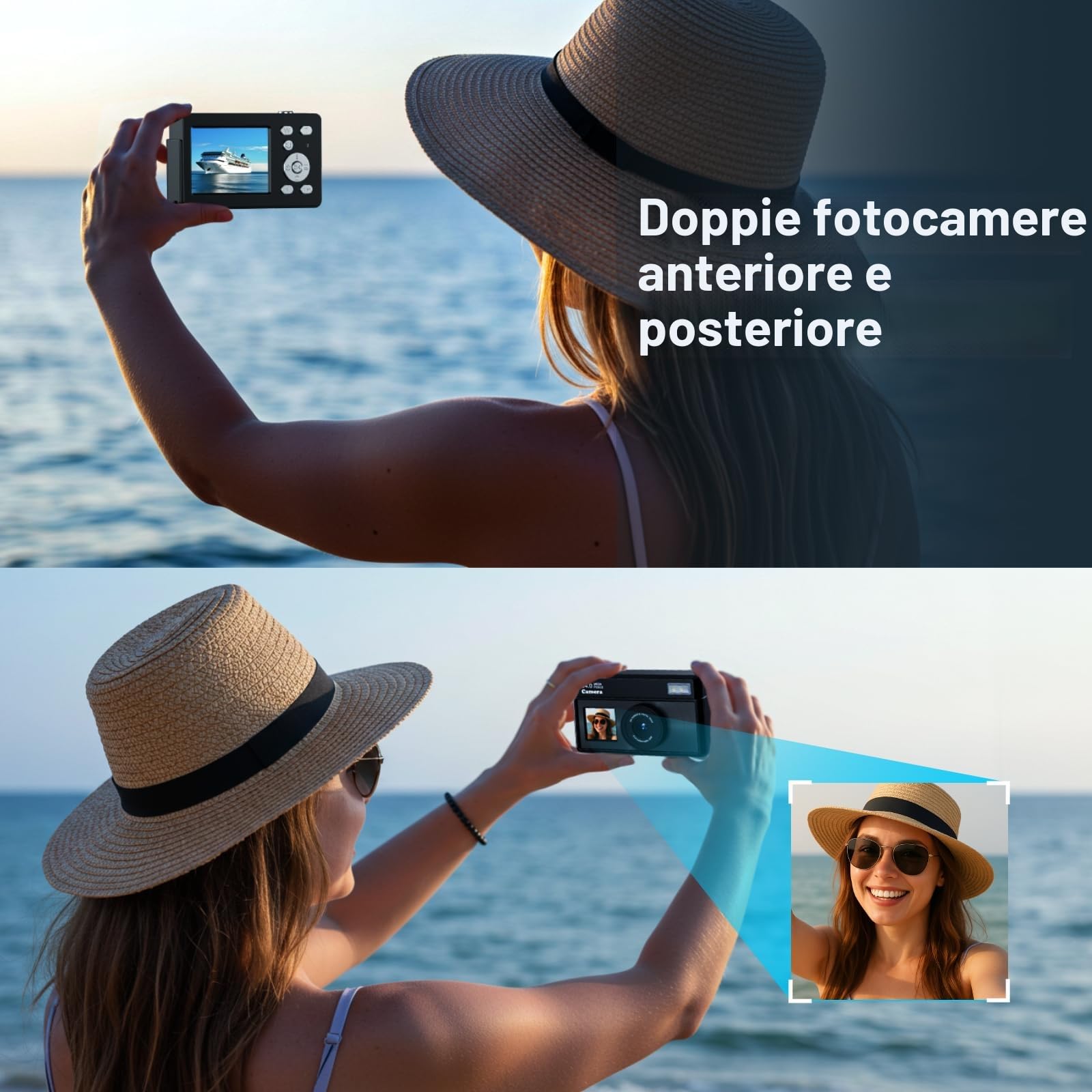 Macchina Fotografica Digitale, Fotocamera Digitale Compatta 4K 64MP, Scheda da 32 GB, Anti-vibrazione, Zoom 18X, Videocamera per Vlogging per Adolescenti, Principianti, Adult (Nero)
