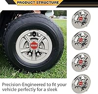 Vista 7 de Juego de 4 fundas para ruedas de carrito de golf, 8 pulgadas, color plateado, compatibles con EZGO, Club Car y Yamaha con ruedas de acero estándar