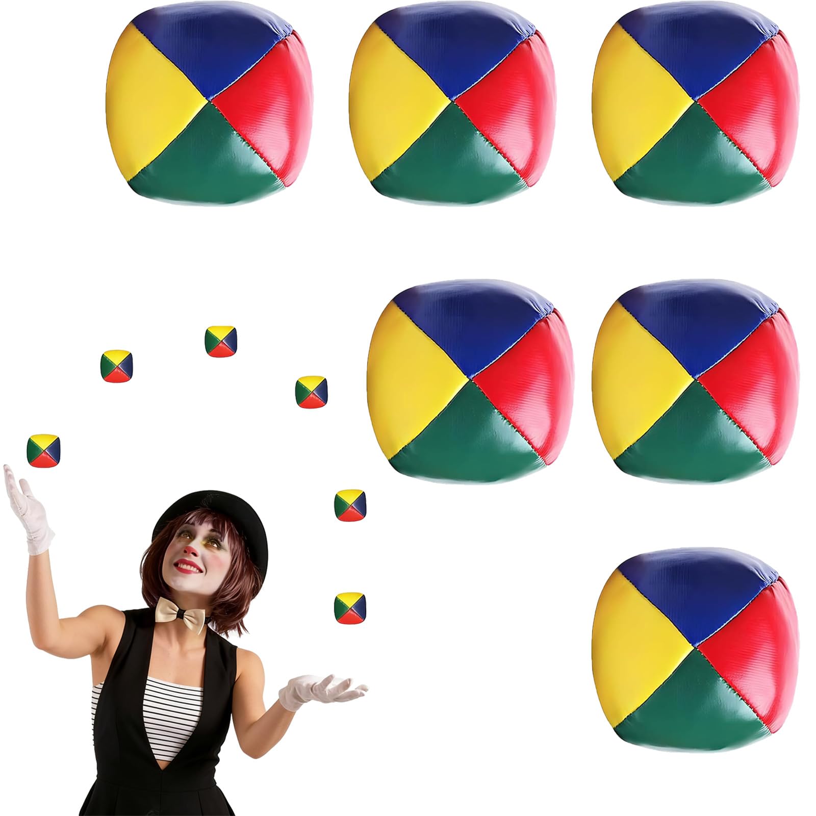 YouthLoxus 6 Pcs Juggling Balls for Adults, 5cm/ 2inch Durable Soft Juggling Balls Easy Grip Perfect for Beginners Adults and Professionals Home or Outdoors