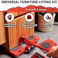 Vista 2 de Vivicreate Furniture Lifter Mover Tool Set with Wheels Heavy Duty Moving Dolly Kit for Sofa Bed Cabinet Washing Machine Appliance Sliders Rollers