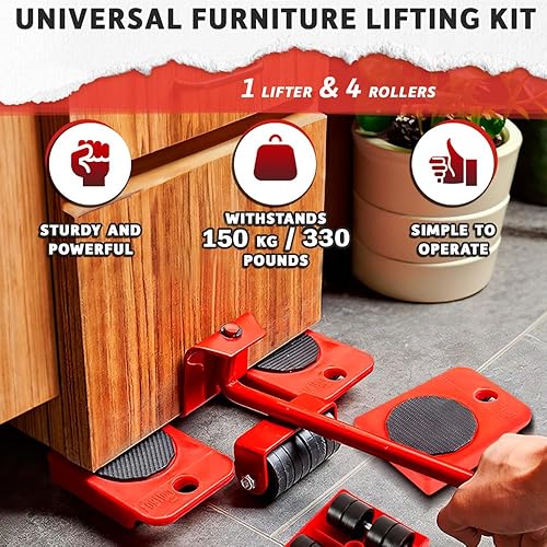 Miniatura 2 de Vivicreate Juego de herramientas elevadoras de muebles, deslizadores móviles de muebles resistentes con ruedas para sofá cama, armario, lavadora,