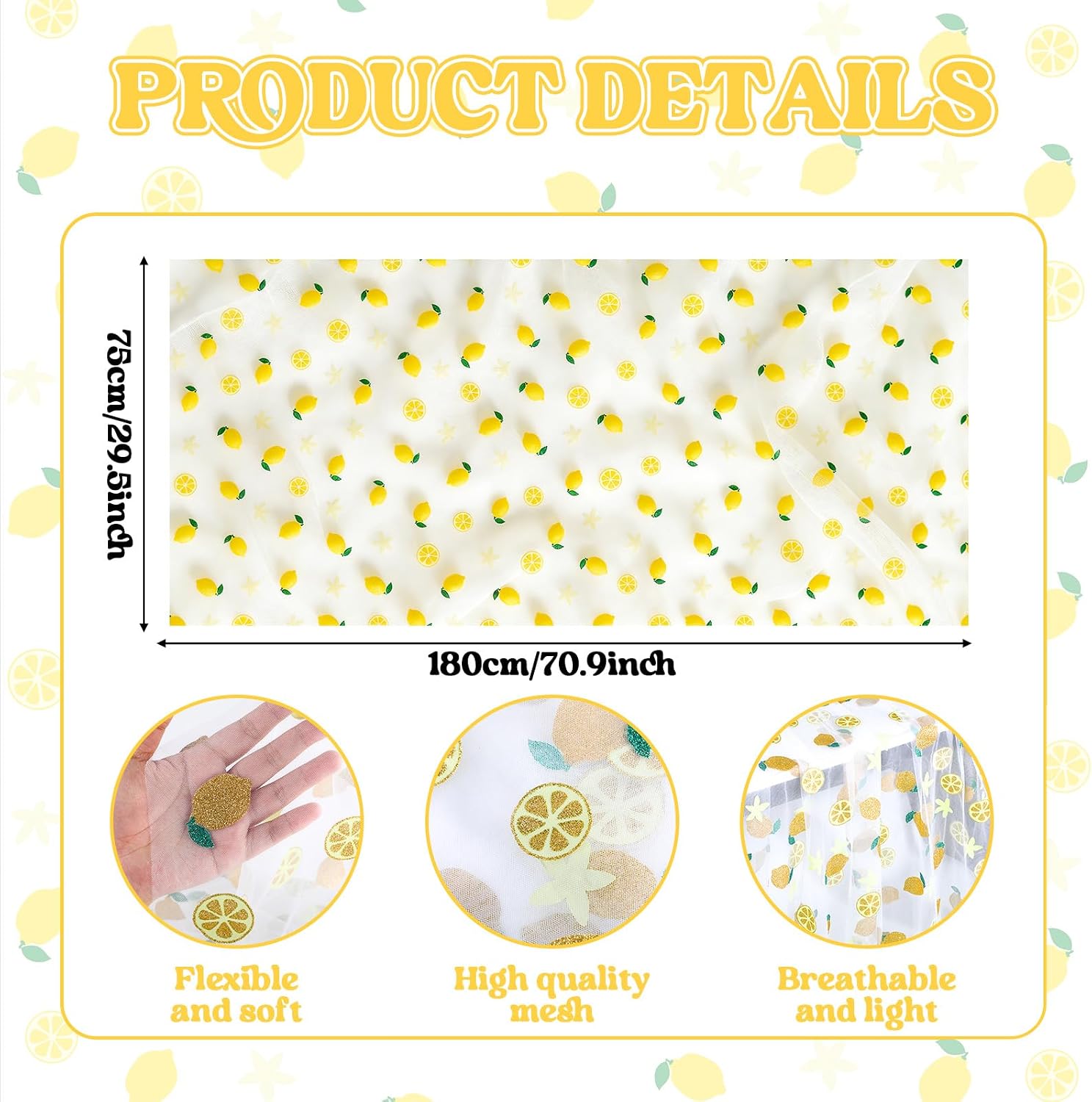 4Pcs Lemon Tulle Glitter Table Runner 29 X 70 Inch Summer Lemon Party Decorations Yellow Lemonade Party Decoration Lemonade Tablecloth for Birthday Wedding Baby Shower Home Kitchen Table Decor