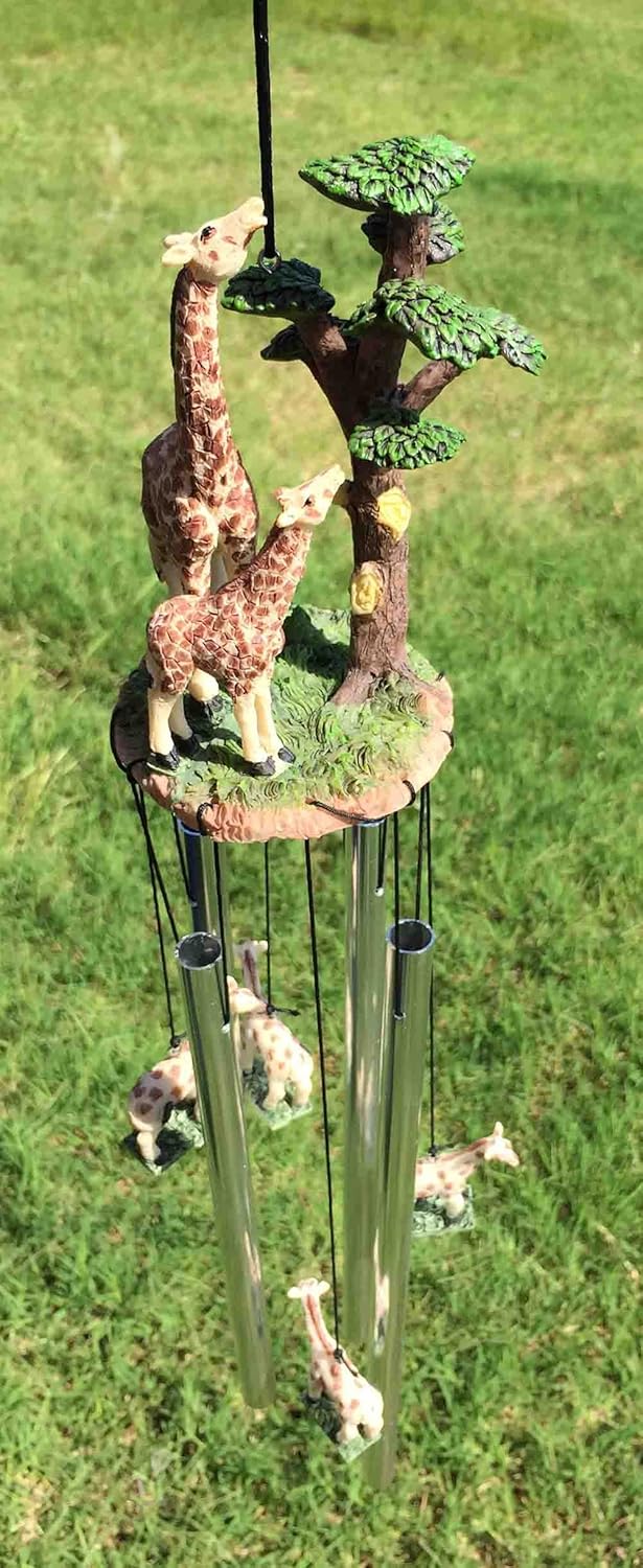 Safari Giraffe Mother and Calf by The Trees Resonant Relaxing Wind Chime Patio