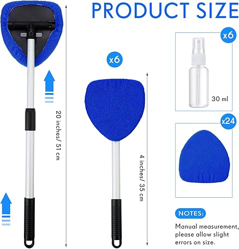 Miniatura 2 de Tioncy 6 juegos de limpiador de parabrisas, herramienta de limpieza de ventanas de microfibra con cabezal de almohadilla de mango extensible, paño