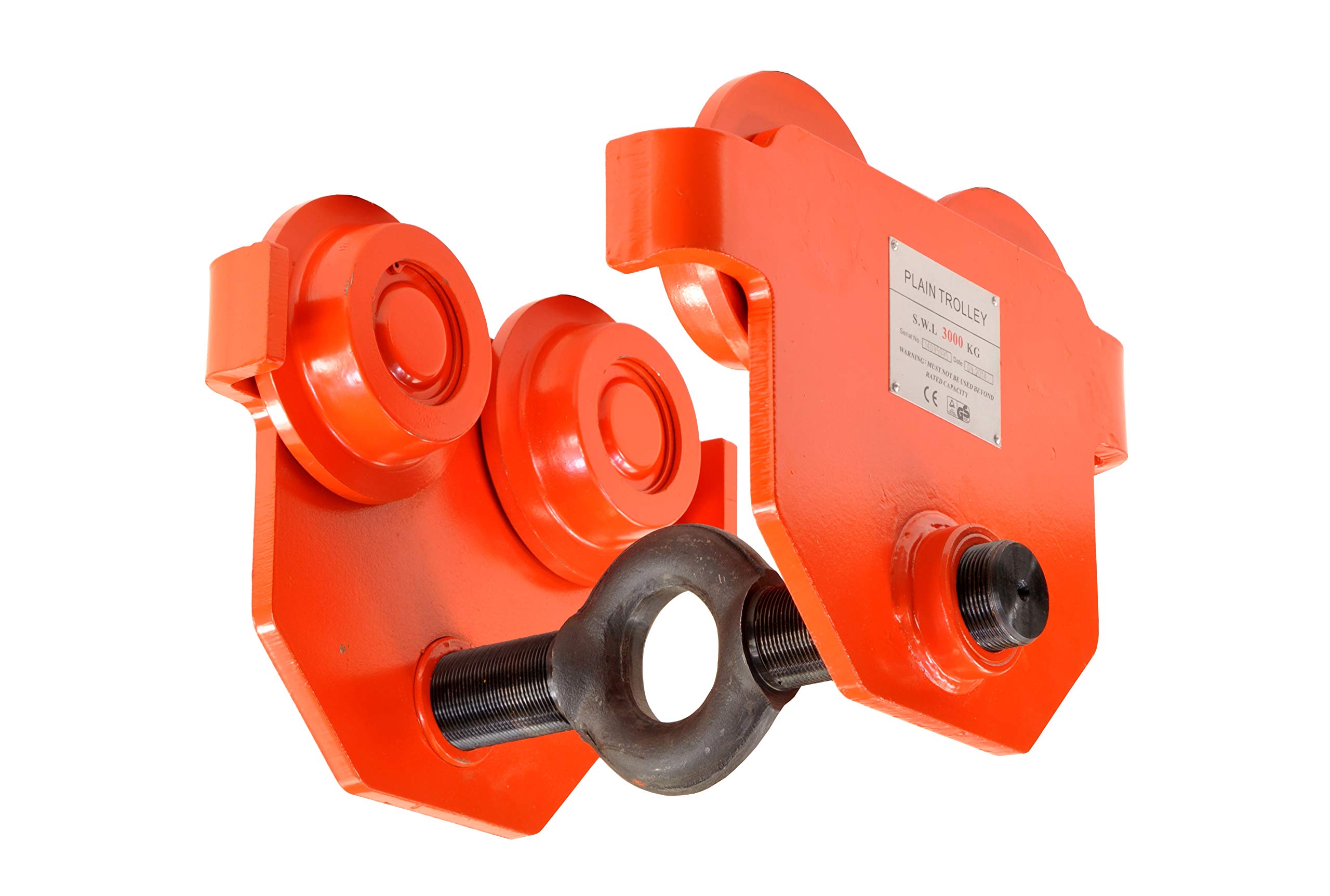 Laufkatze 3000kg Rollfahrwerk Öse in Gewindestange integriert Handfahrwerk Unterflansch 80 mm - 220 mm Flanschbreite Hallenkran Kettenzug 3 t Plain Trolley