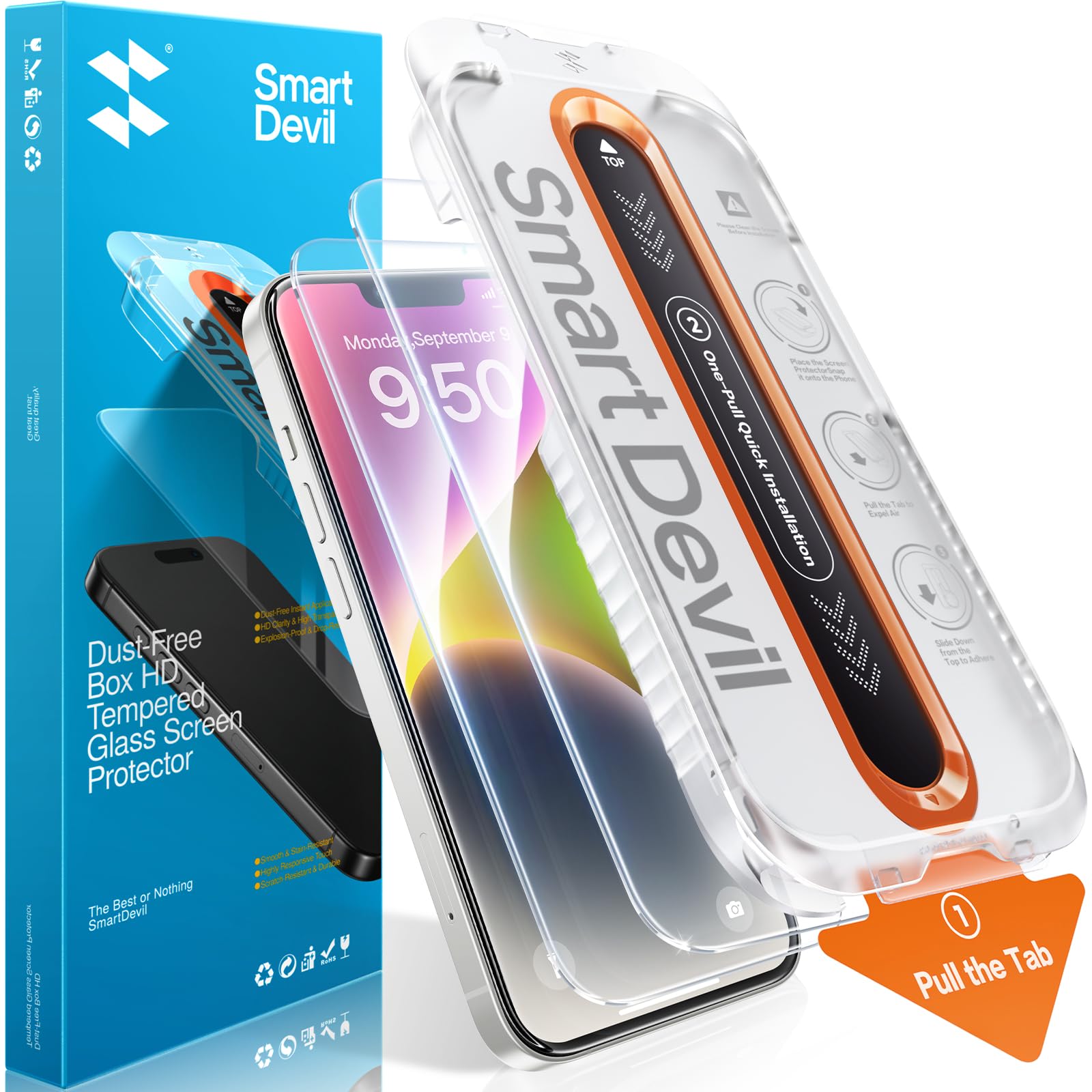 SMARTDEVIL 2 Pack Screen Protector for iPhone 17e/16e/14/13/13 Pro