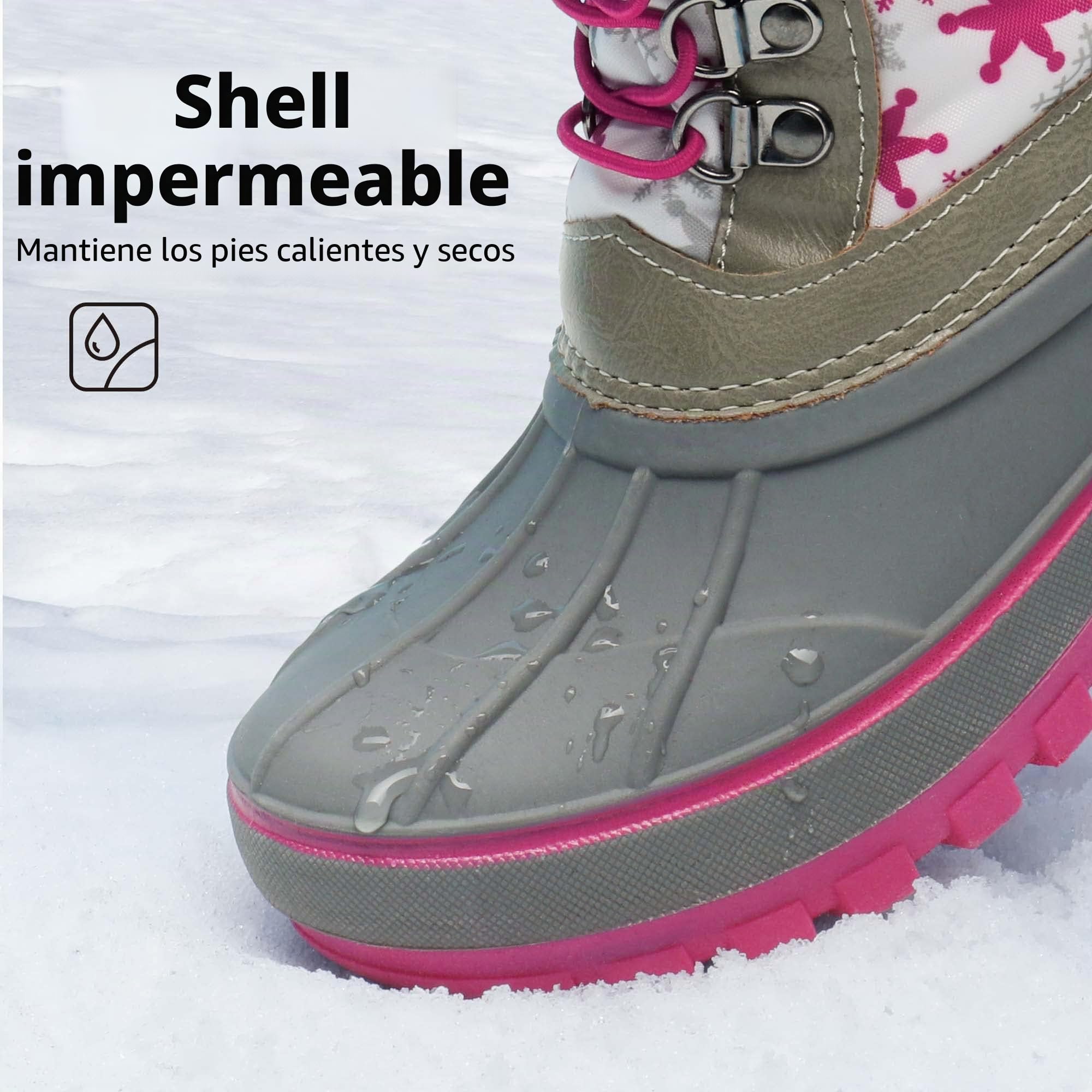 DREAM PAIRS Botas de nieve para niños y niñas, resistentes al agua, cálidas, acogedoras, antideslizantes, a media pantorrilla, forro de piel sintética, zapatos de invierno aislados para niños pequeños
