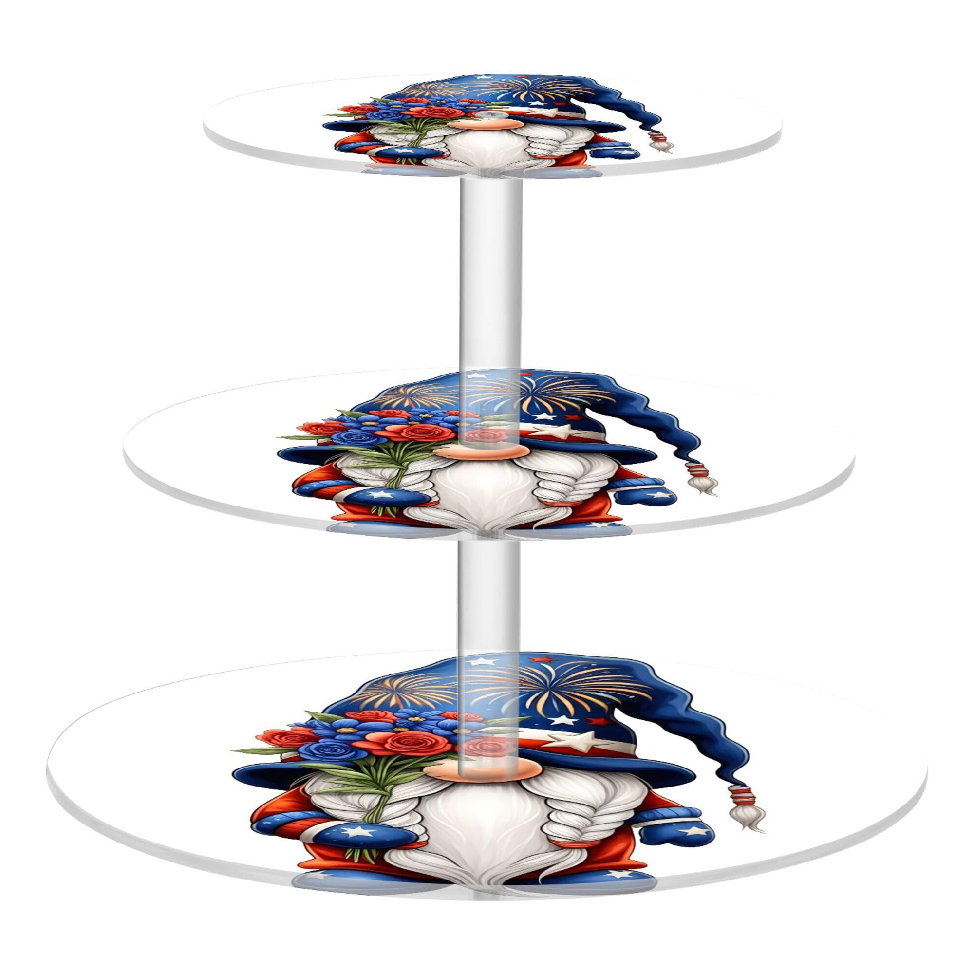 PYBUG Independence Day 3 Tier Acrylic Cupcake Stands Tower,Dessert Table Display Set for Tea Party,Wedding,Birthday, Baby Shower