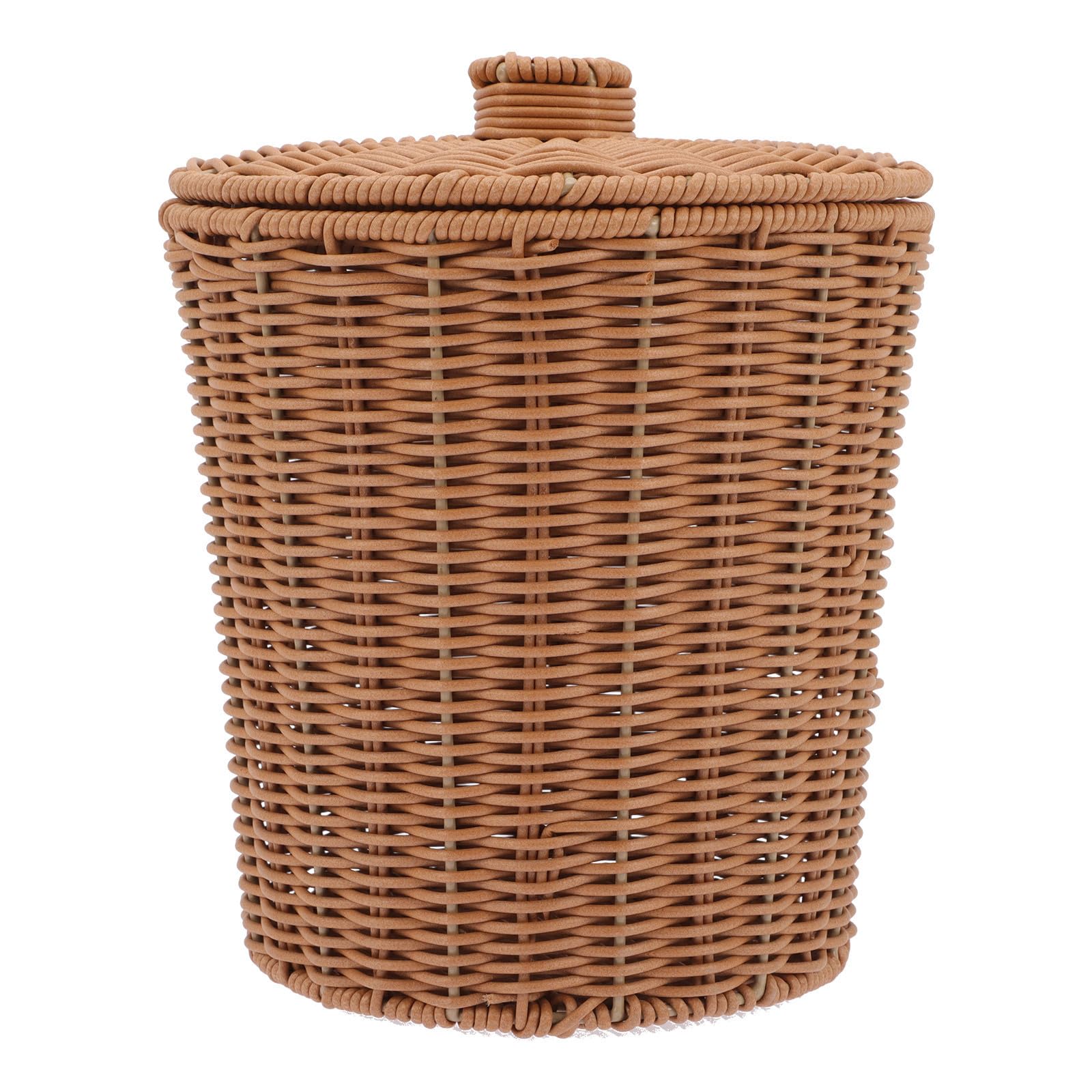Pp Cesto Portaoggetti con Coperchio Marrone per Casa e Ufficio | Organizzazione Pratica, Contenitore Multifunzione, Stile Intrecciato, Formato Xh22-020 Grande, Accessorio Incluso