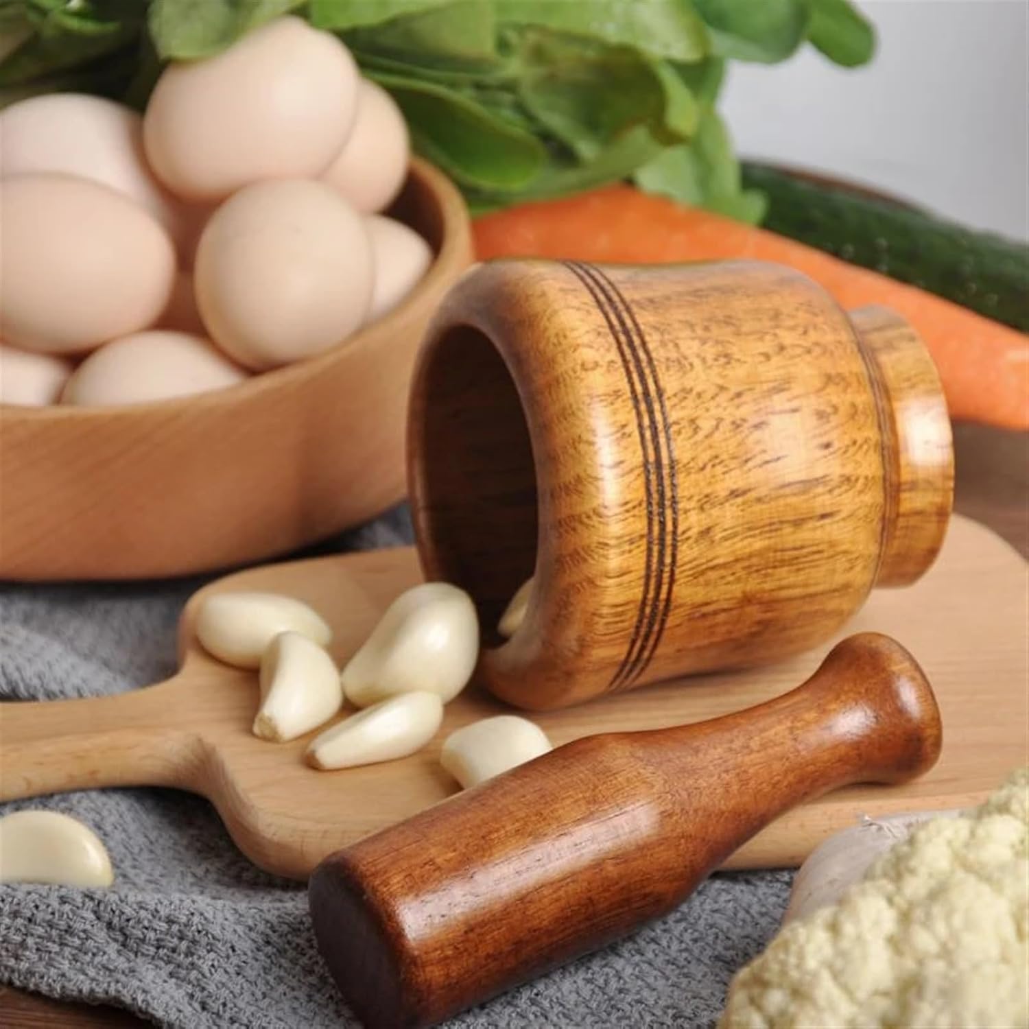 Mortar and Pestle Set 1/2PCS Resin Mortar Pestle Set Wooden Grinding Bowl Household Kitchen Manual Garlic Ginger Spices Grinder Mortar Pestle Set